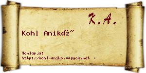 Kohl Anikó névjegykártya
